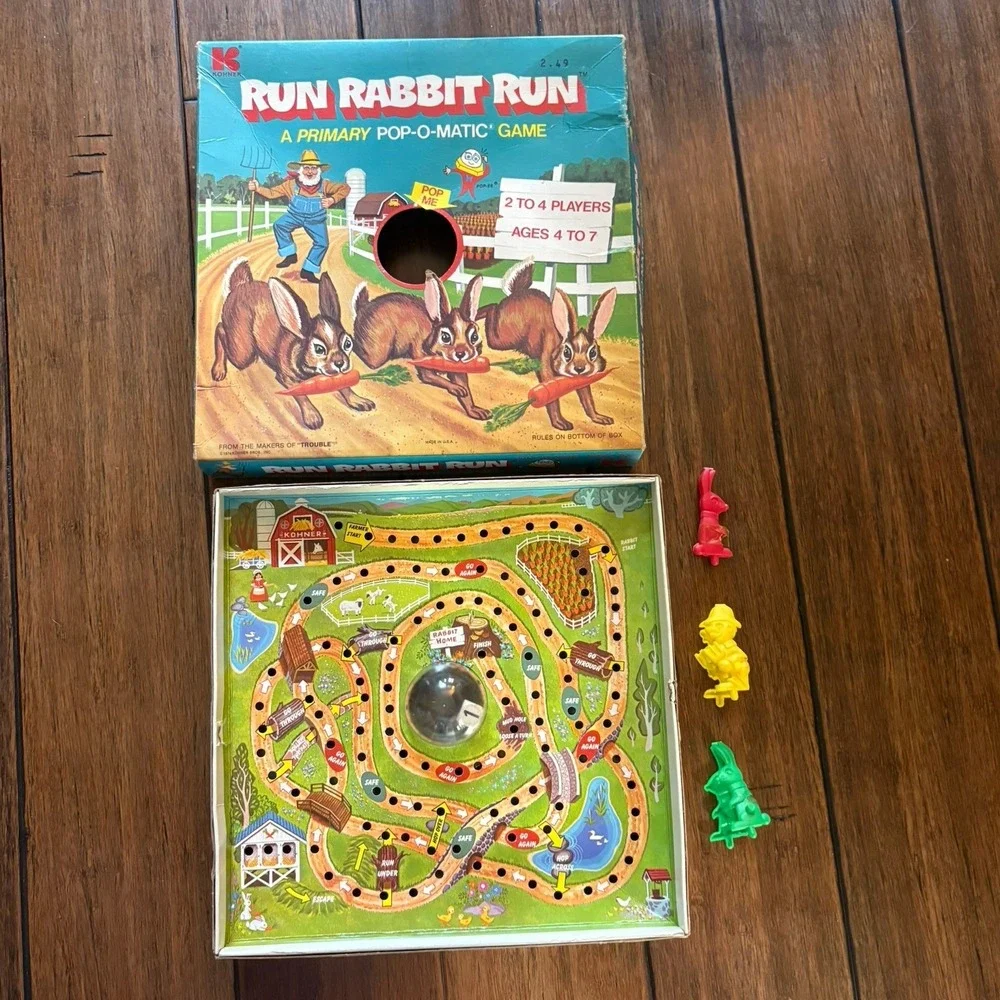 Vintage Run Rabbit Run Pop-O-Matic Game 1969 Kohner Incomplete Parts Repair